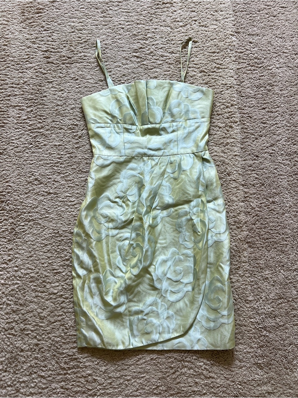 Sherrie Bloom Silk Floral Jacquard Mini Dress in Pale Green